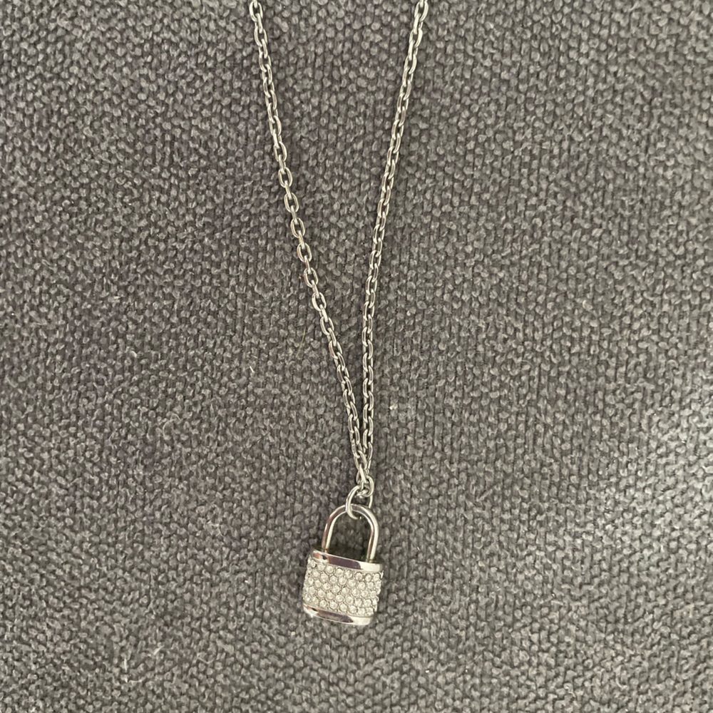 Michael Kors silver pave padlock necklace